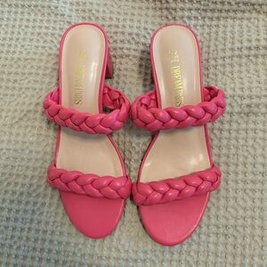 Two Braided Strap Low Heels
